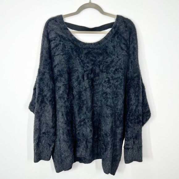 Torrid Crochet Trim Drop Shoulder Fuzzy Sweater Open Back 4X - Picture 2 of 11